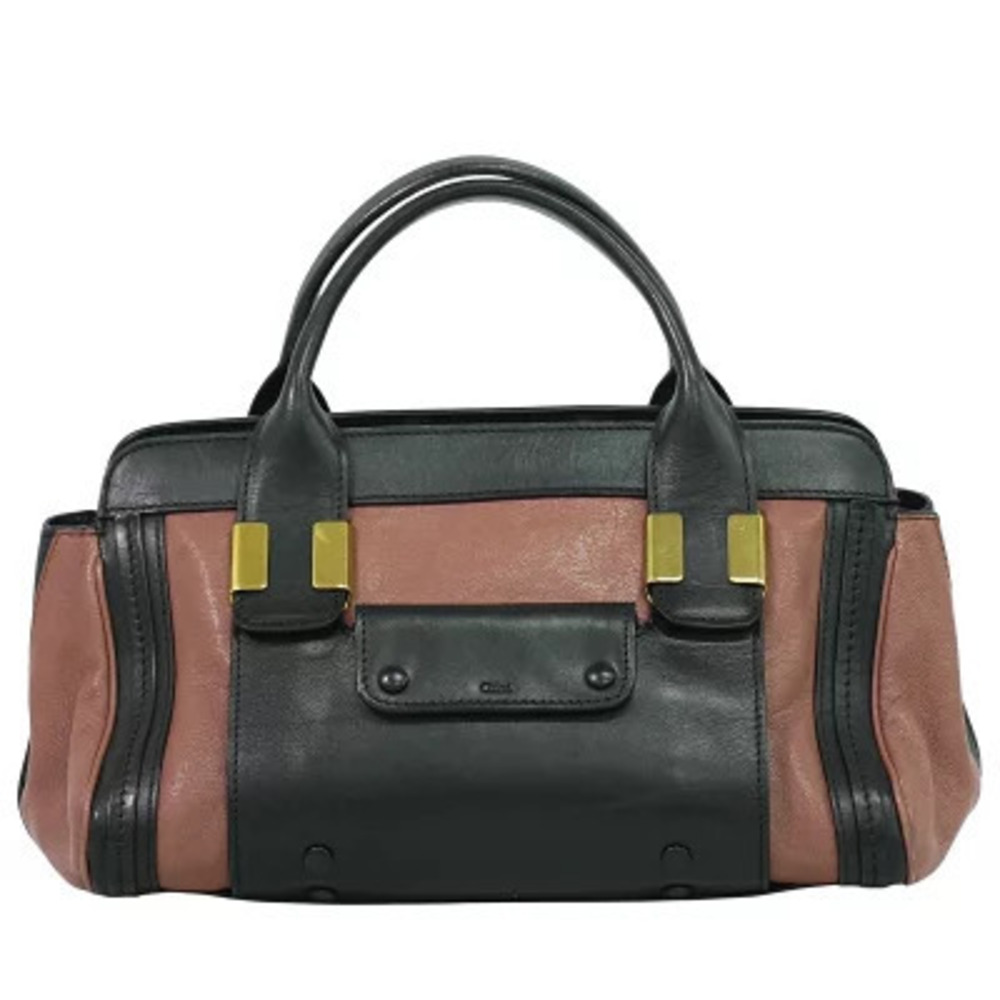 Chloe Leather Handbag Beige Tan Black